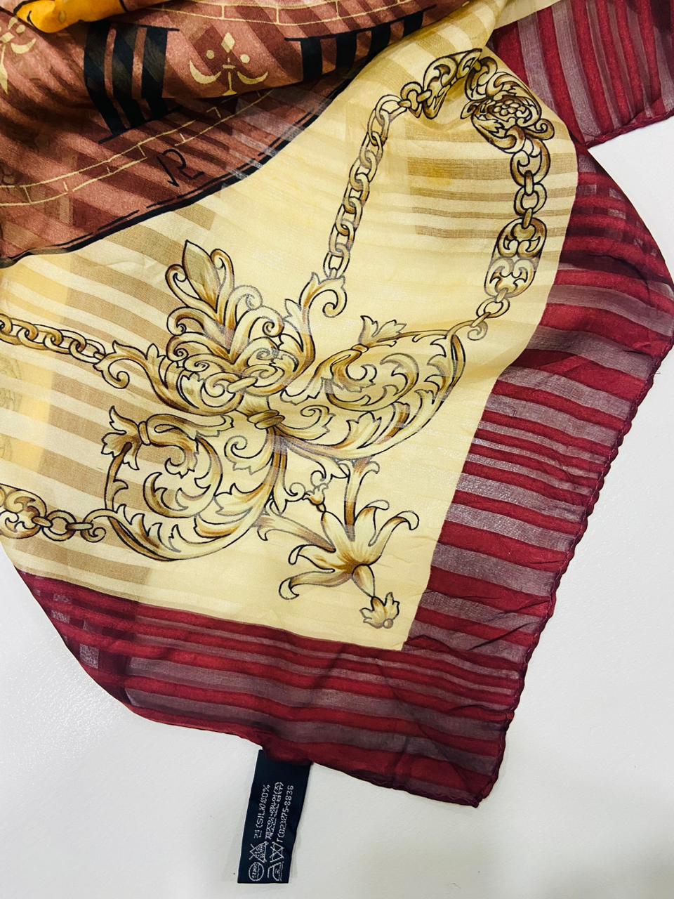 Vintage Yves Saint Laurent YSL Clock Face Roman Numeral 100% Silk Scarf