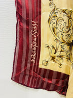 Vintage Yves Saint Laurent YSL Clock Face Roman Numeral 100% Silk Scarf