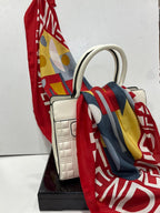 Authentic Vintage FENDI Silk Scarf Geometric Abstract Red Yellow Blue 35" Square
