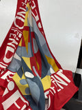 Authentic Vintage FENDI Silk Scarf Geometric Abstract Red Yellow Blue 35" Square
