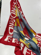 Authentic Vintage FENDI Silk Scarf Geometric Abstract Red Yellow Blue 35" Square