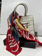 Authentic Vintage FENDI Silk Scarf Geometric Abstract Red Yellow Blue 35" Square