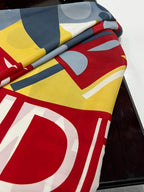 Authentic Vintage FENDI Silk Scarf Geometric Abstract Red Yellow Blue 35" Square