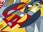 Authentic Vintage FENDI Silk Scarf Geometric Abstract Red Yellow Blue 35" Square
