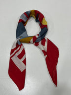 Authentic Vintage FENDI Silk Scarf Geometric Abstract Red Yellow Blue 35" Square