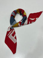 Authentic Vintage FENDI Silk Scarf Geometric Abstract Red Yellow Blue 35" Square