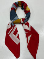 Authentic Vintage FENDI Silk Scarf Geometric Abstract Red Yellow Blue 35" Square