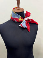 Authentic Vintage FENDI Silk Scarf Geometric Abstract Red Yellow Blue 35" Square