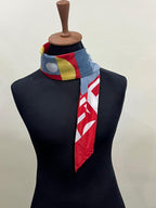 Authentic Vintage FENDI Silk Scarf Geometric Abstract Red Yellow Blue 35" Square