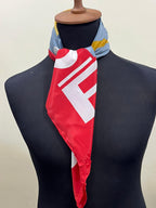 Authentic Vintage FENDI Silk Scarf Geometric Abstract Red Yellow Blue 35" Square