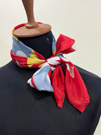 Authentic Vintage FENDI Silk Scarf Geometric Abstract Red Yellow Blue 35" Square