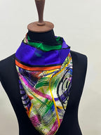 Vintage Balenciaga Paris Abstract Brushstroke Square Silk Scarf