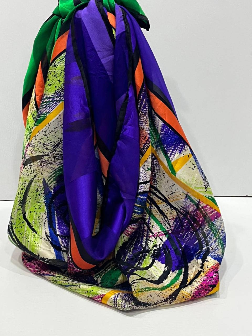 Vintage Balenciaga Paris Abstract Brushstroke Square Silk Scarf