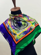Vintage Balenciaga Paris Abstract Brushstroke Square Silk Scarf