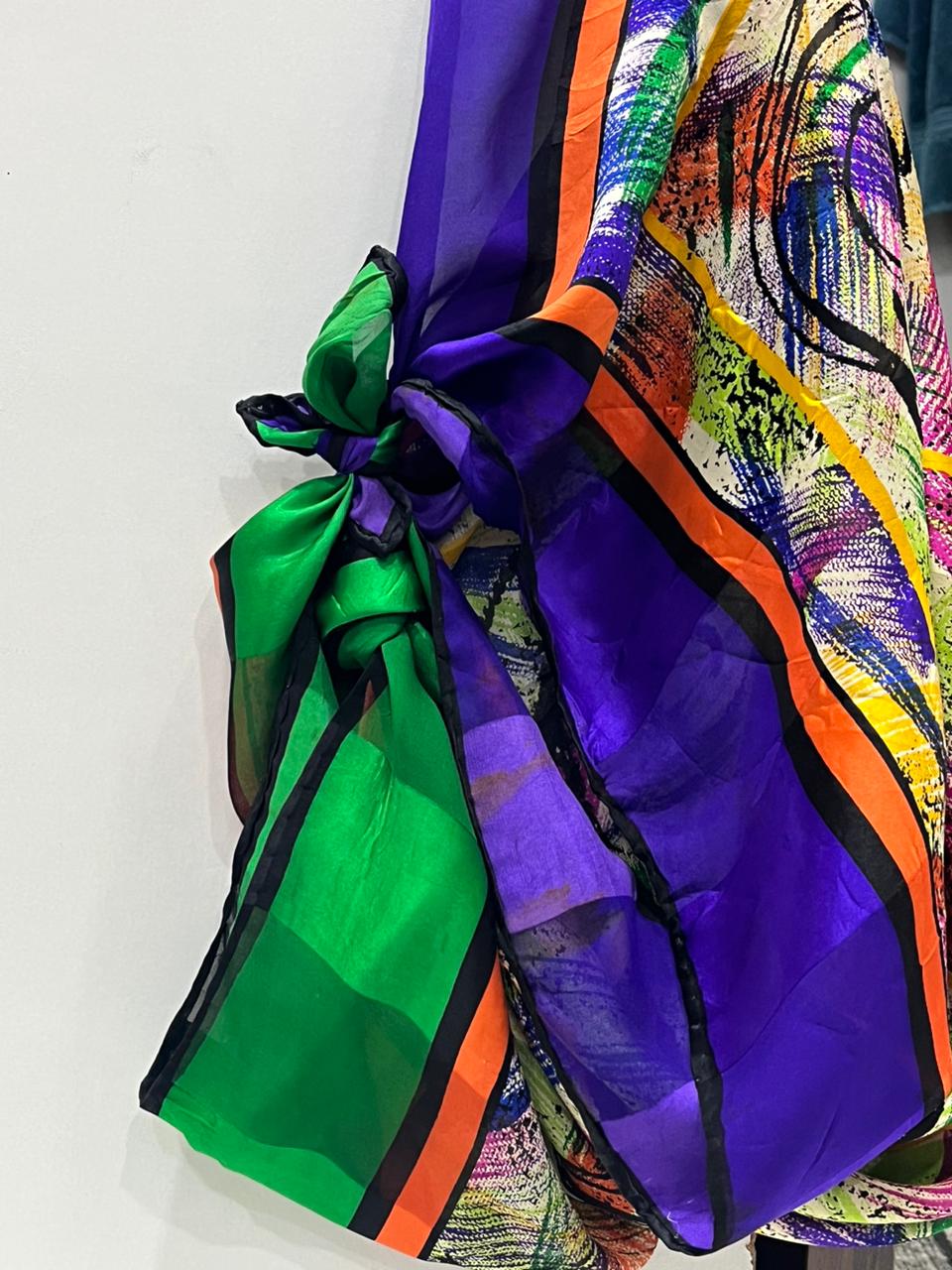 Vintage Balenciaga Paris Abstract Brushstroke Square Silk Scarf