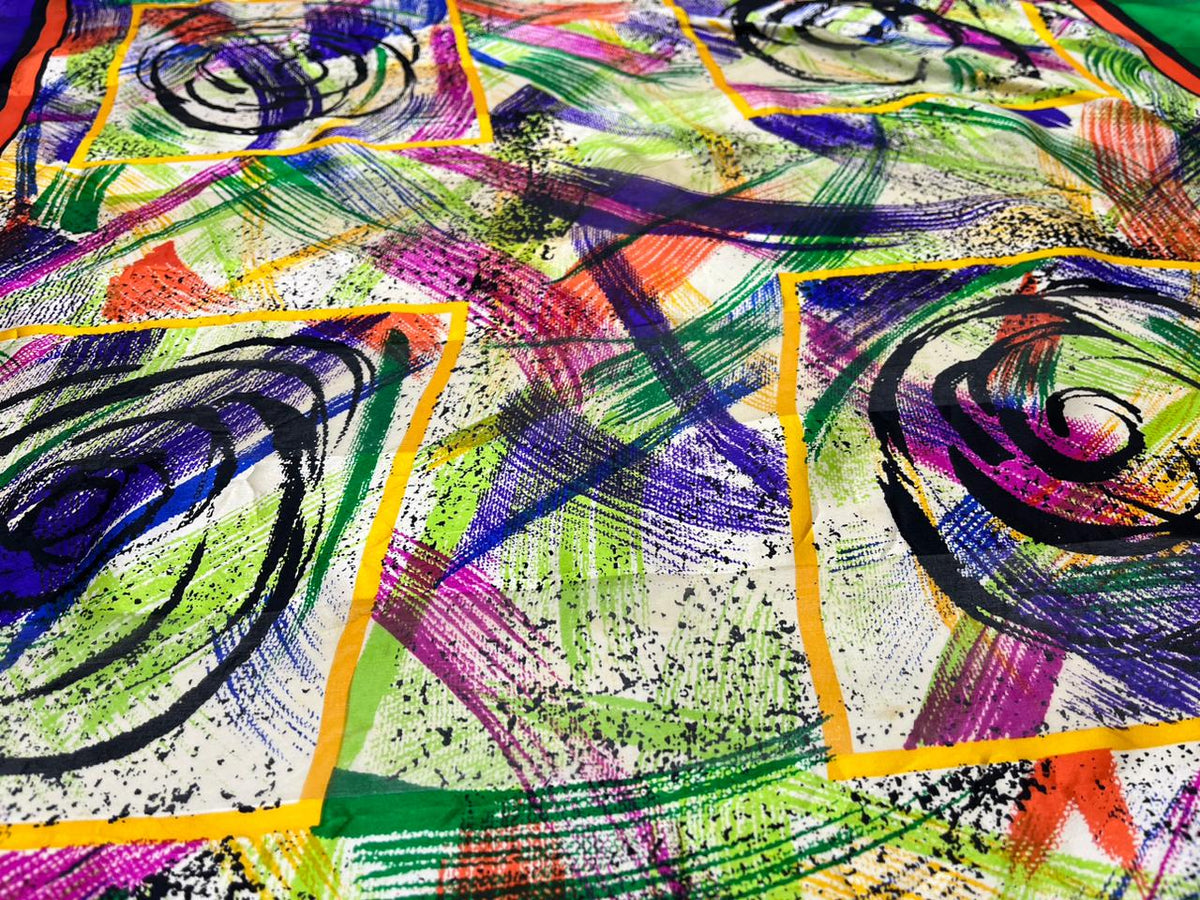 Vintage Balenciaga Paris Abstract Brushstroke Square Silk Scarf