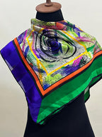 Vintage Balenciaga Paris Abstract Brushstroke Square Silk Scarf