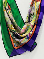 Vintage Balenciaga Paris Abstract Brushstroke Square Silk Scarf