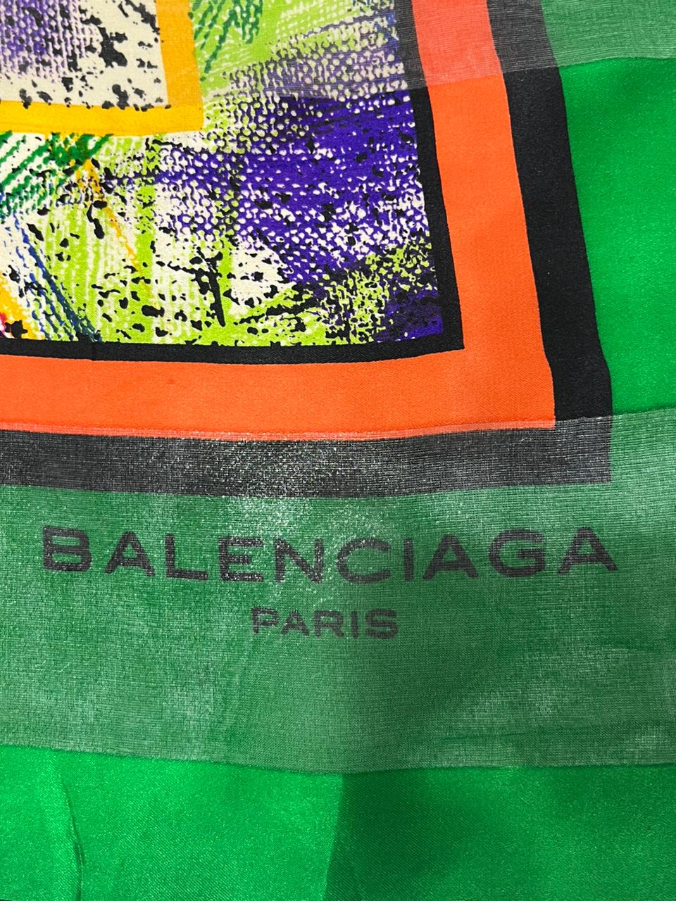 Vintage Balenciaga Paris Abstract Brushstroke Square Silk Scarf