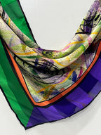 Vintage Balenciaga Paris Abstract Brushstroke Square Silk Scarf