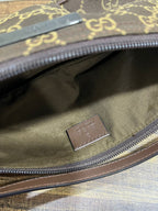 Vintage Gucci GG Monogram Canvas Boat Pochette Shoulder Bag Brown 039-1103