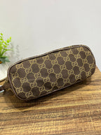 Vintage Gucci GG Monogram Canvas Boat Pochette Shoulder Bag Brown 039-1103