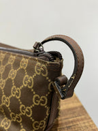 Vintage Gucci GG Monogram Canvas Boat Pochette Shoulder Bag Brown 039-1103