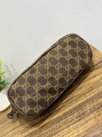 Vintage Gucci GG Monogram Canvas Boat Pochette Shoulder Bag Brown 039-1103