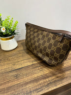 Vintage Gucci GG Monogram Canvas Boat Pochette Shoulder Bag Brown 039-1103