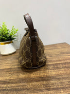 Vintage Gucci GG Monogram Canvas Boat Pochette Shoulder Bag Brown 039-1103
