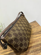 Vintage Gucci GG Monogram Canvas Boat Pochette Shoulder Bag Brown 039-1103