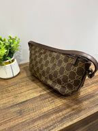 Vintage Gucci GG Monogram Canvas Boat Pochette Shoulder Bag Brown 039-1103