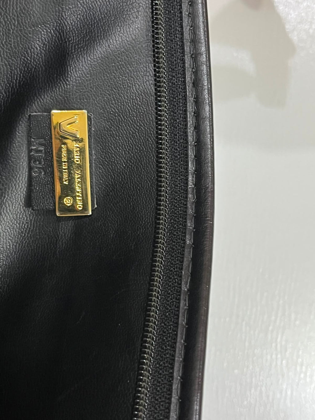 Vintage Mario Valentino Black Leather Monogram Clutch Bag Made in Italy MT36