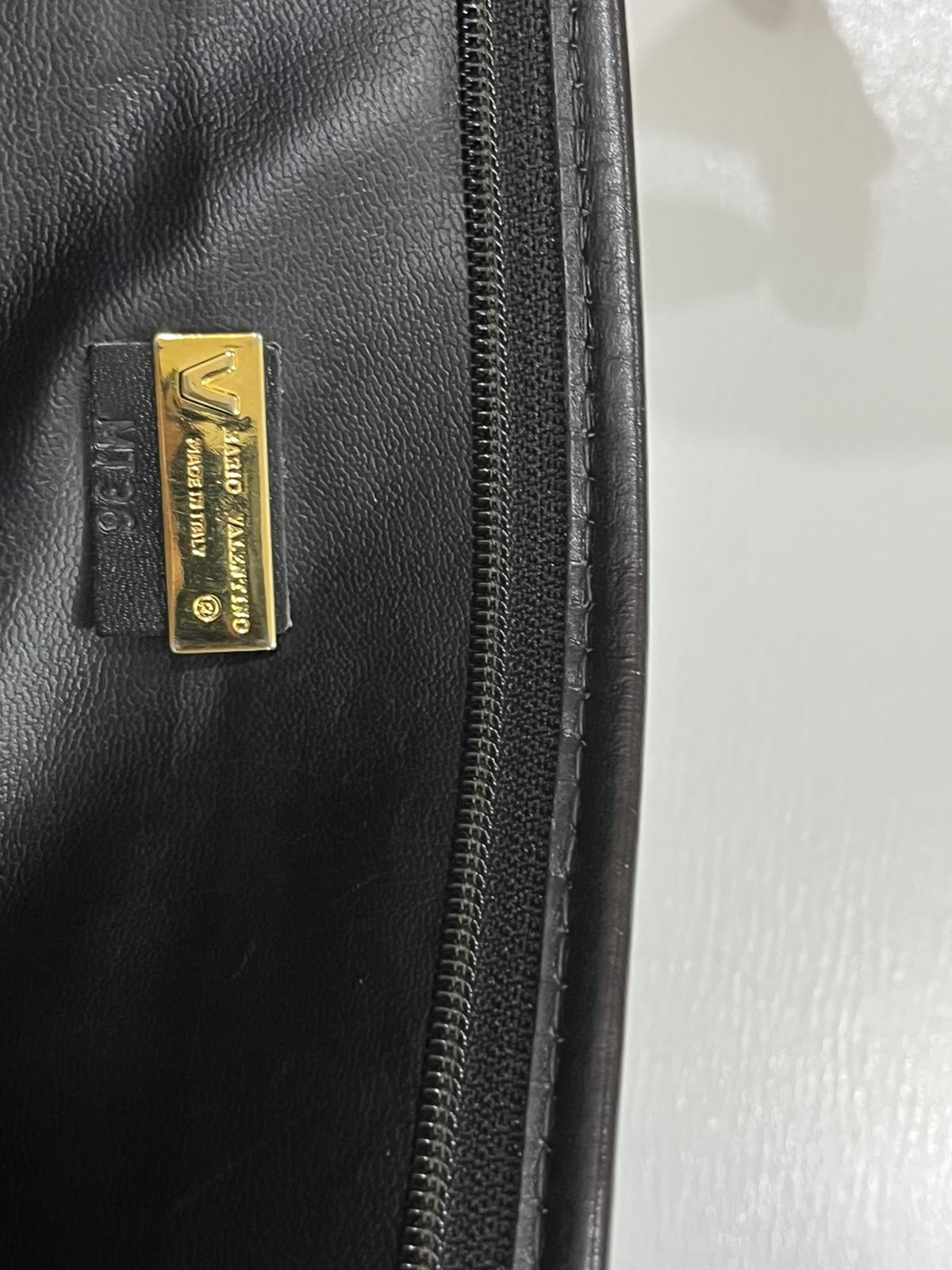 Vintage Mario Valentino Black Leather Monogram Clutch Bag Made in Italy MT36
