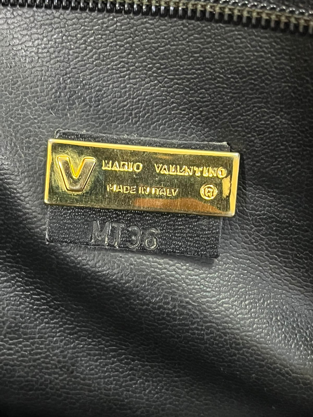 Vintage Mario Valentino Black Leather Monogram Clutch Bag Made in Italy MT36
