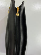 Vintage Mario Valentino Black Leather Monogram Clutch Bag Made in Italy MT36