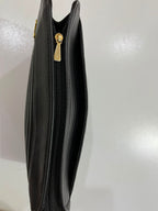 Vintage Mario Valentino Black Leather Monogram Clutch Bag Made in Italy MT36