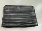 Vintage Mario Valentino Black Leather Monogram Clutch Bag Made in Italy MT36