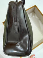Vintage Prada Tessuto Nylon & Leather Top Handle Satchel Bag – Olive Green & Dark Brown