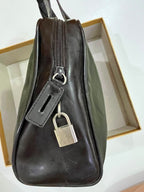 Vintage Prada Tessuto Nylon & Leather Top Handle Satchel Bag – Olive Green & Dark Brown