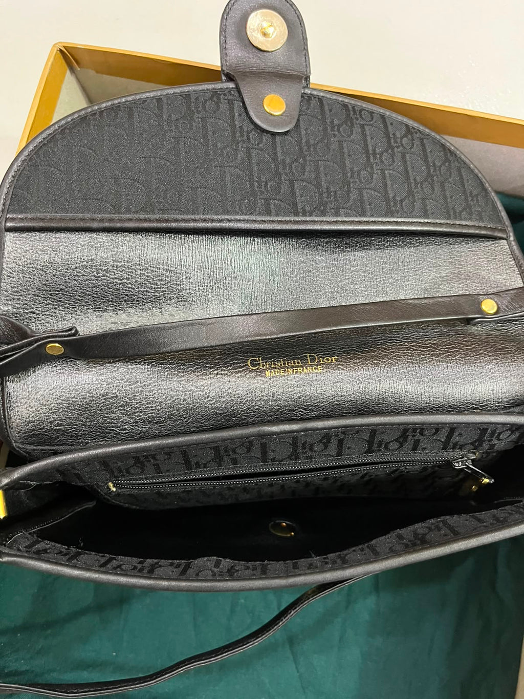 Vintage Christian Dior Black Oblique Monogram Flap Shoulder Bag