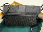 Vintage Christian Dior Black Oblique Monogram Flap Shoulder Bag