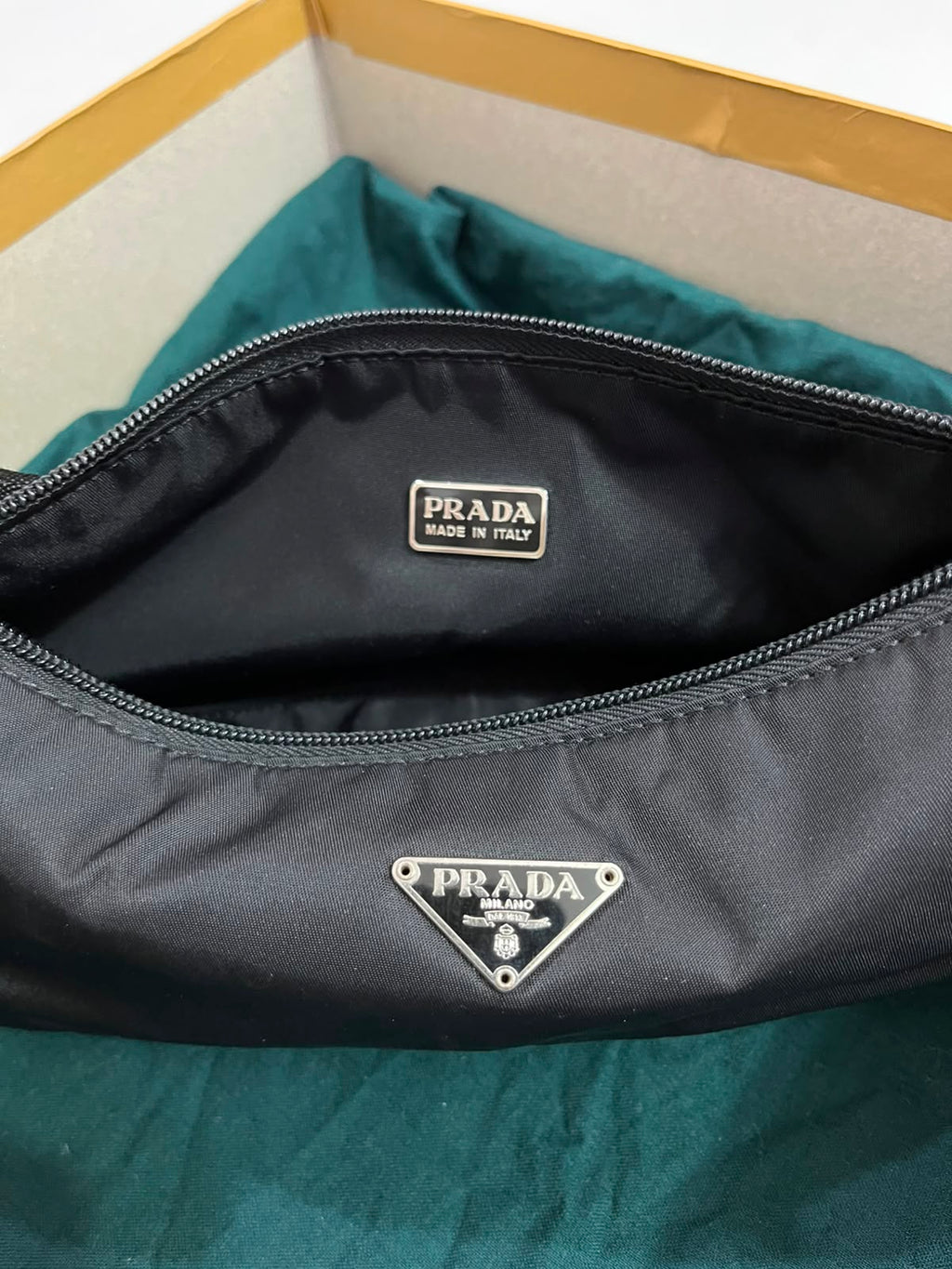 Prada Tessuto Nylon Mini Hobo Shoulder Bag Black – Vintage