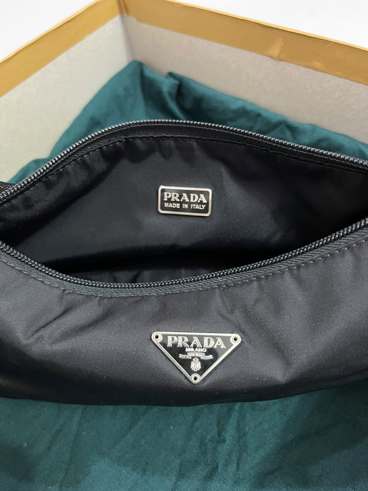 Prada Tessuto Nylon Mini Hobo Shoulder Bag Black – Vintage