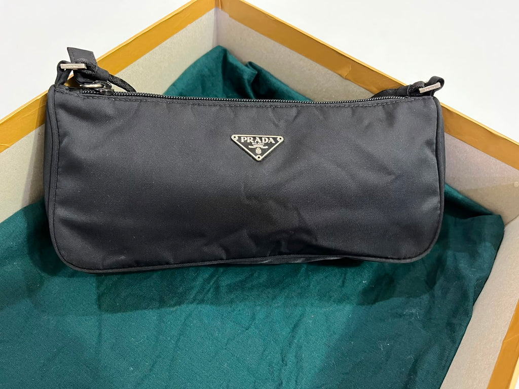 Prada Tessuto Nylon Mini Hobo Shoulder Bag Black – Vintage