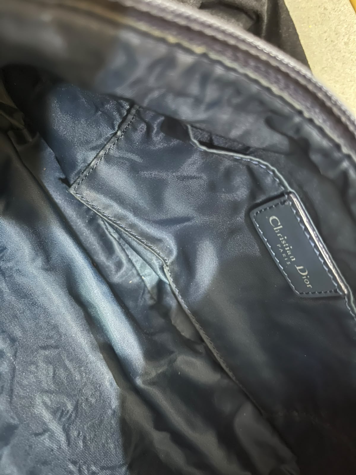 Christian Dior Vintage Blue Trotter Monogram Buckle Shoulder Bag