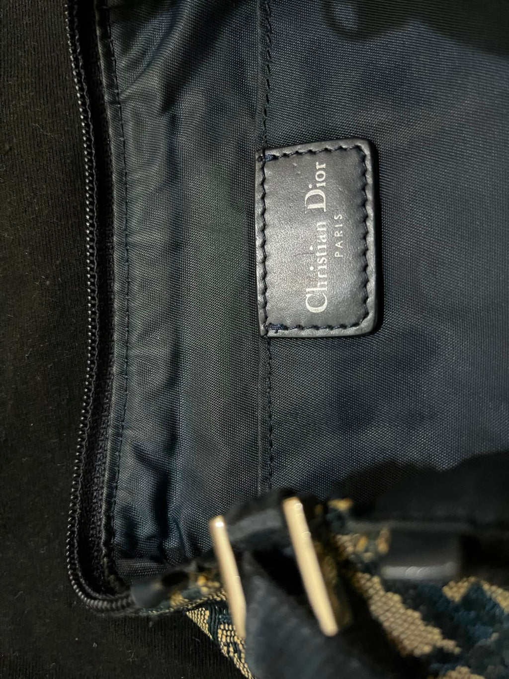 Christian Dior Vintage Blue Trotter Monogram Buckle Shoulder Bag