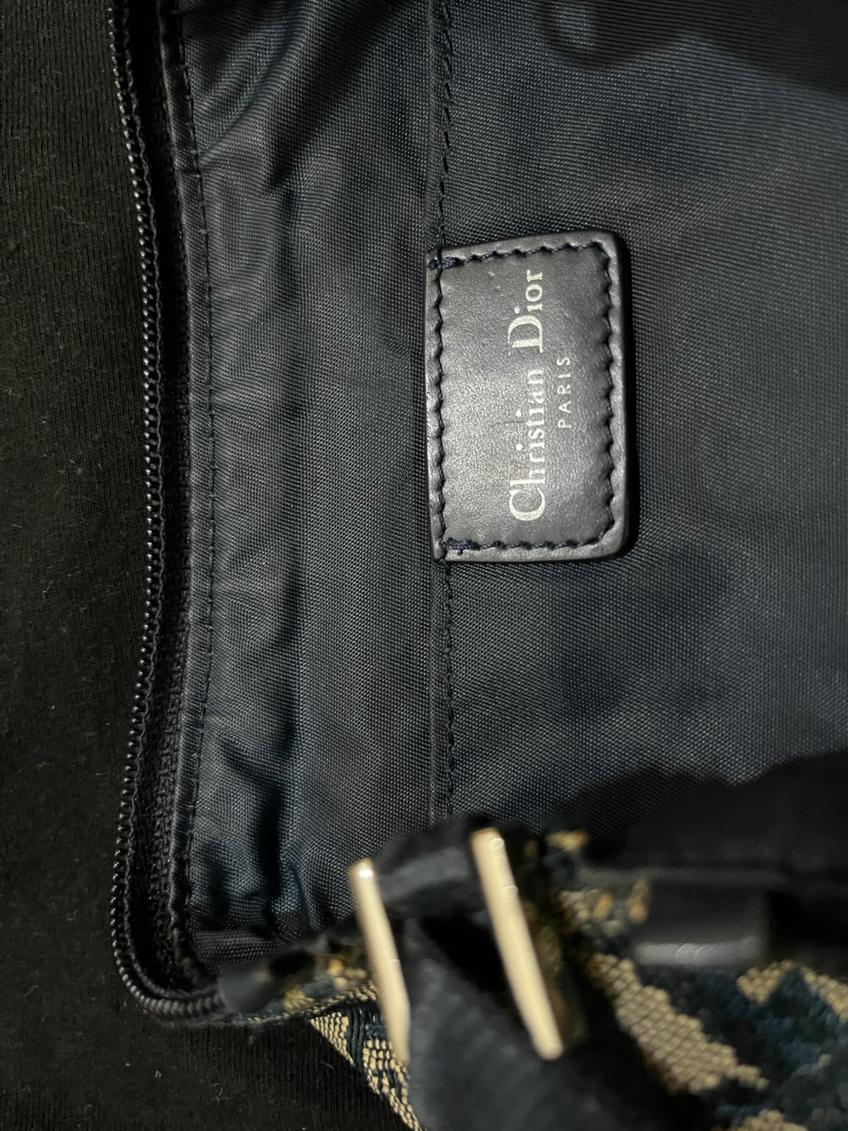 Christian Dior Vintage Blue Trotter Monogram Buckle Shoulder Bag