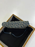 Christian Dior Vintage Blue Trotter Monogram Buckle Shoulder Bag