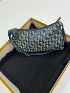 Christian Dior Vintage Blue Trotter Monogram Buckle Shoulder Bag